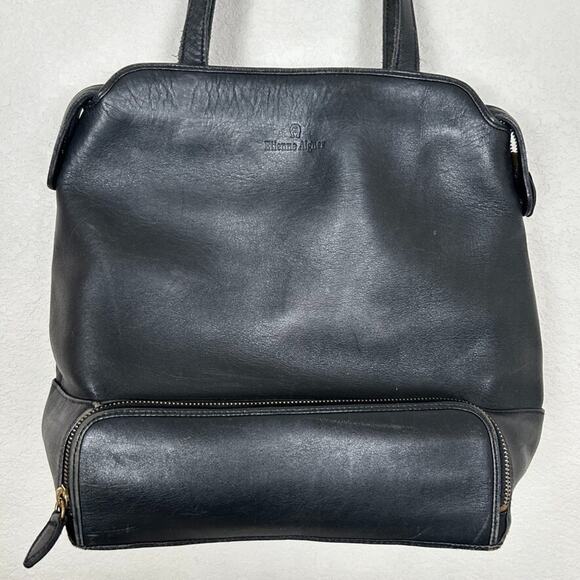 Etienne Algner Black leather shoulder bag Bohemian Hippie Grunge Hobo Basic - Picture 2 of 13